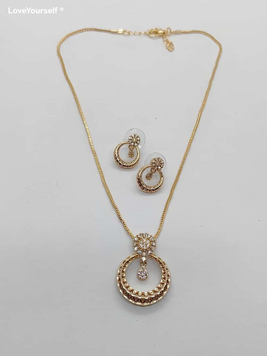 Gold Jewelry - CZ-Stone Pendant Chain Necklace