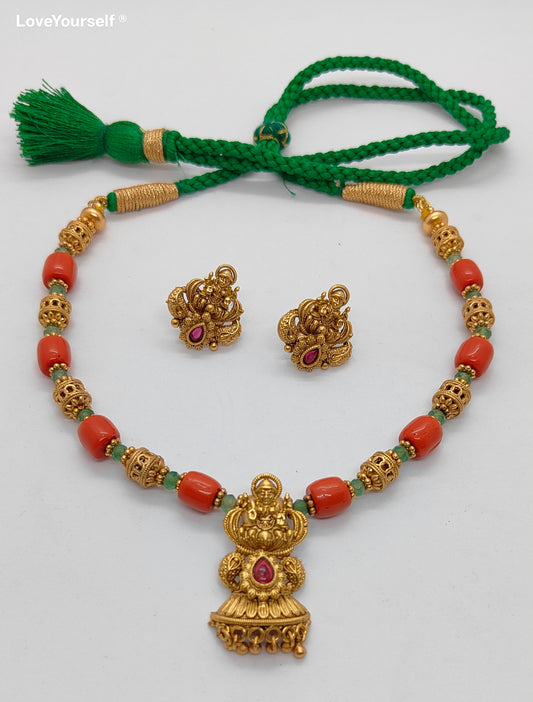Coral Laxmi necklace