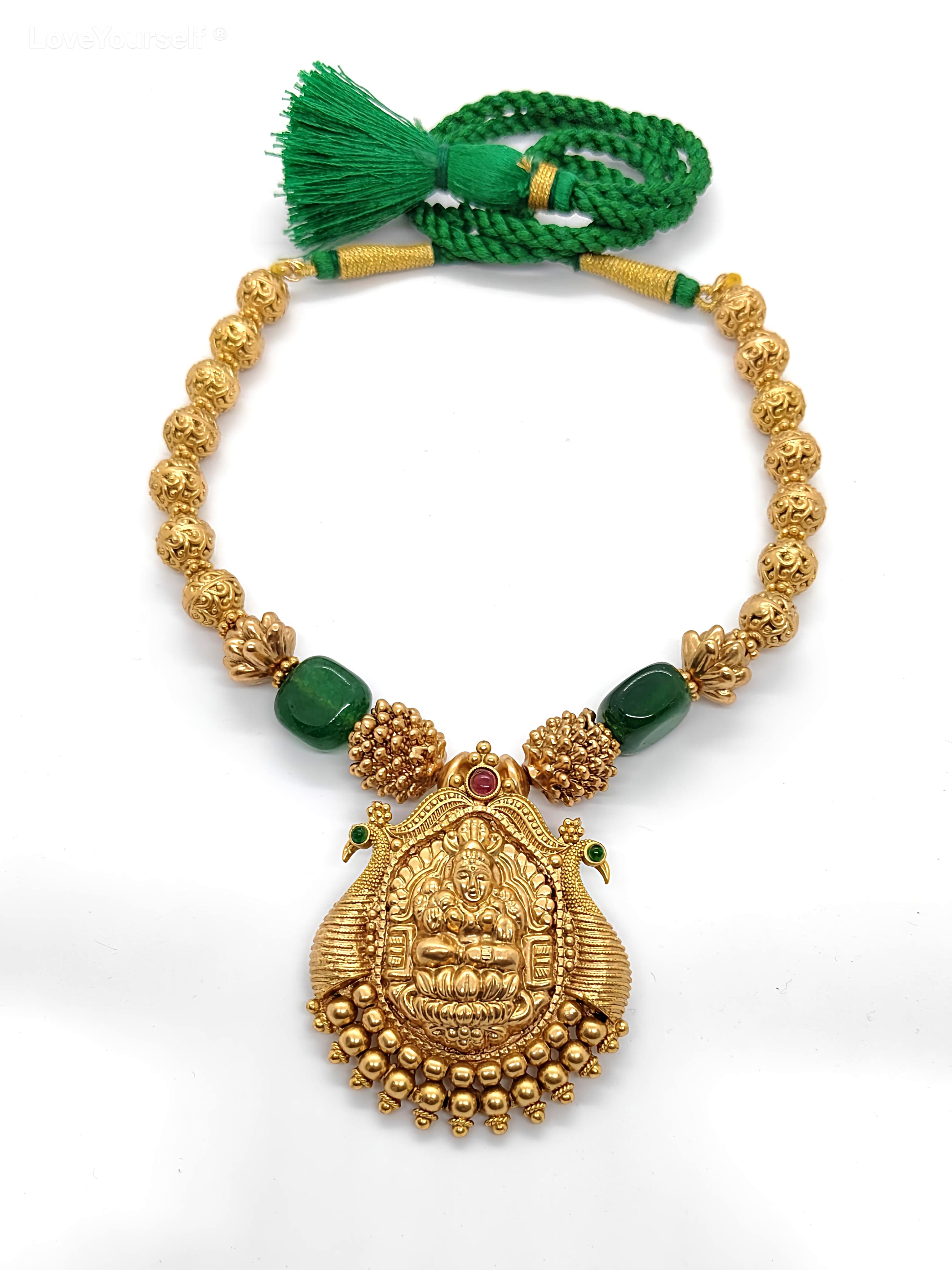LoveYourself Traditional Necklace Set with Laxmi Peacock Pendant